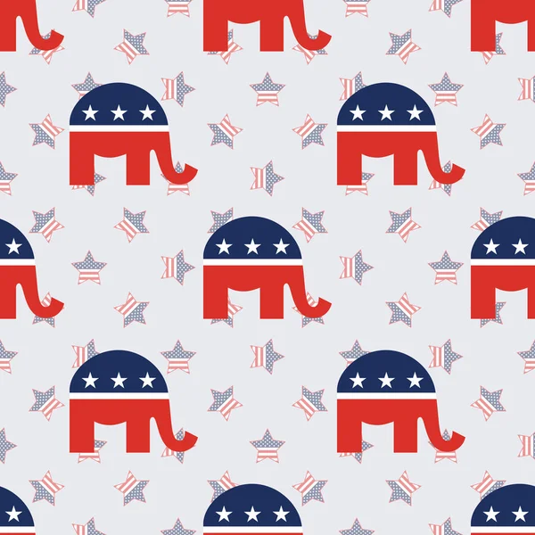 Elephants seamless pattern on american stars background. — Stock Vector