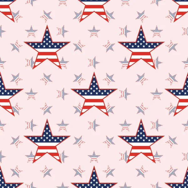 Étoiles patriotiques américaines motif sans couture sur fond d'étoiles nationales . — Image vectorielle