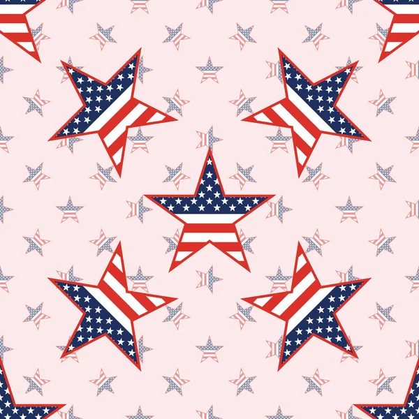 Uns patriotische Sterne nahtloses Muster auf nationalem Sternenhintergrund. — Stockvektor