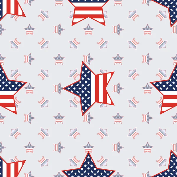 Patrón sin costuras de estrellas patrióticas de Estados Unidos sobre fondo de estrellas americanas . — Archivo Imágenes Vectoriales