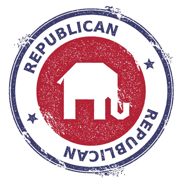Grunge gebroken Republikeinse olifanten Rubberstempel. — Stockvector