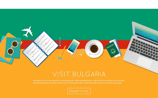 Odwiedź Bułgaria koncepcja baneru internetowego lub materiały do drukowania. — Wektor stockowy