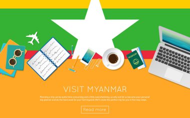 Myanmar kavramı web banner veya baskı malzemeleri için ziyaret edin.