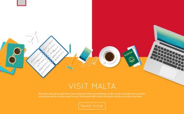 Malta kavramı web banner veya baskı malzemeleri için ziyaret edin.