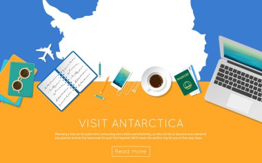 Antarktika kavramı web banner veya baskı malzemeleri için ziyaret edin.