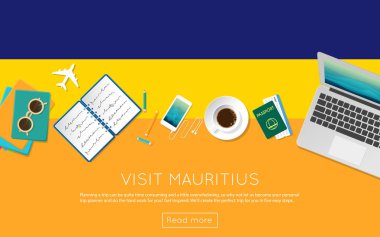 Mauritius kavramı web banner veya baskı malzemeleri için ziyaret edin.