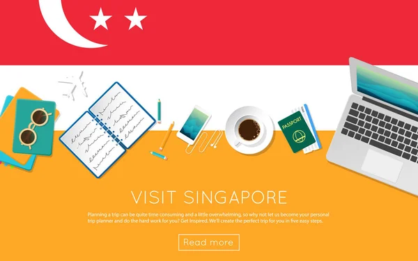 Besuchen Sie singapore concept für Ihre Web-Banner oder Druckmaterialien. — Stockvektor