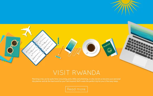 Odwiedź Rwanda koncepcja baneru internetowego lub materiały do drukowania. — Wektor stockowy