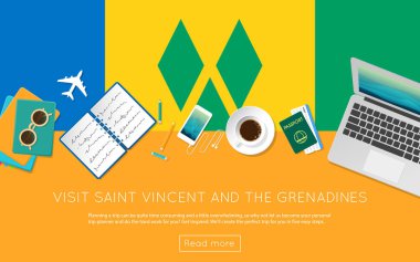 Saint Vincent ve Grenadinler kavramı web afiş için ziyaret edin veya malzeme yazdırma.