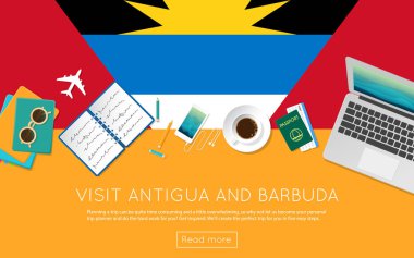 Antigua ve Barbuda kavramı web banner veya baskı malzemeleri için ziyaret edin.
