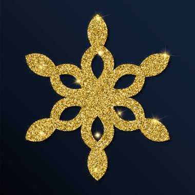 Altın glitter büyüleyici kar tanesi.