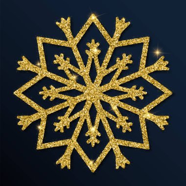 Altın glitter mükemmel kar tanesi.
