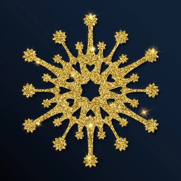 Χρυσά glitter μοναδικό νιφάδα χιονιού. — Διανυσματικό Αρχείο