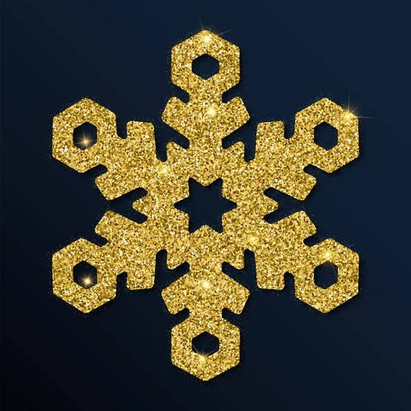 Gouden glitter prachtige sneeuwvlok. — Stockvector