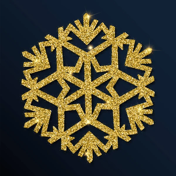 Χρυσά glitter όμορφη νιφάδα χιονιού. — Διανυσματικό Αρχείο