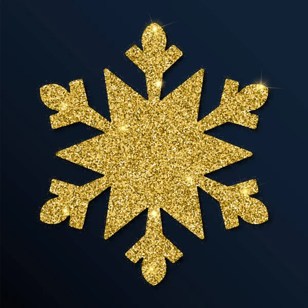 Golden glitter radiant snowflake. — Stock Vector