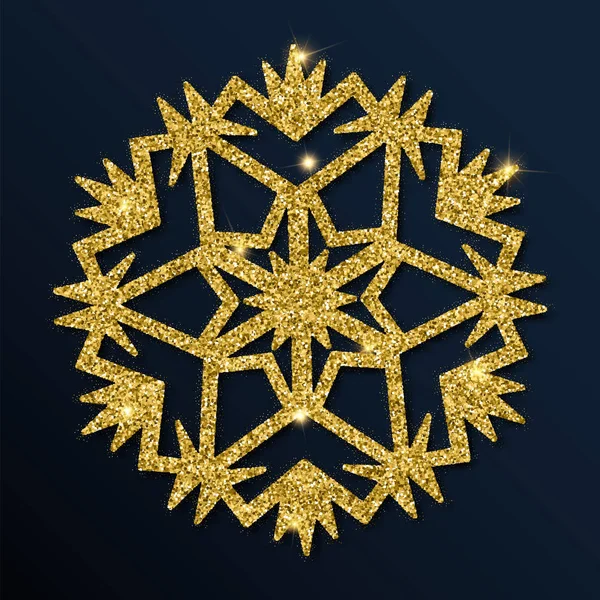 Χρυσά glitter χαριτωμένη νιφάδα χιονιού. — Διανυσματικό Αρχείο