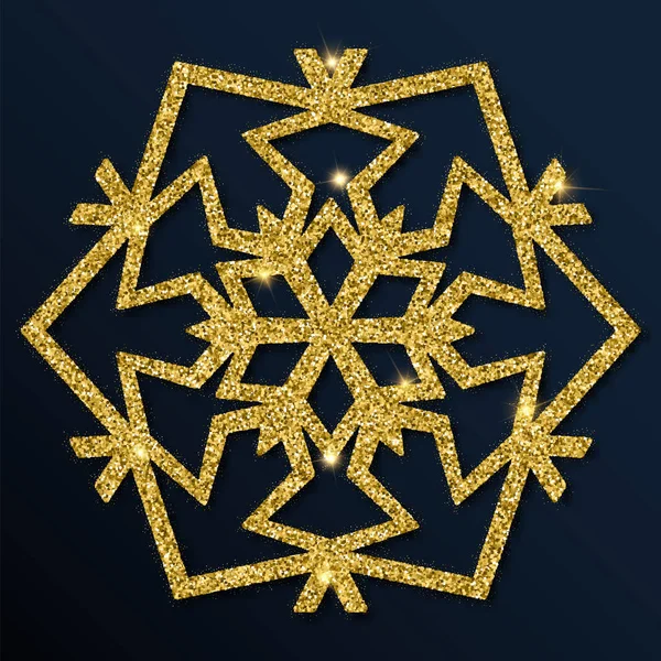 Χρυσά glitter καταπληκτική νιφάδα χιονιού. — Διανυσματικό Αρχείο