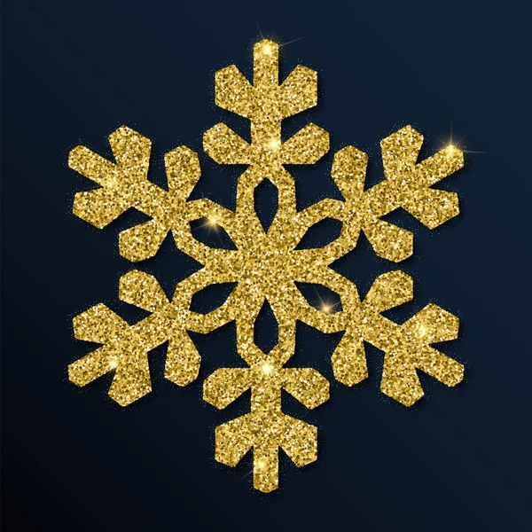 Brilho dourado floco de neve elegante . — Vetor de Stock