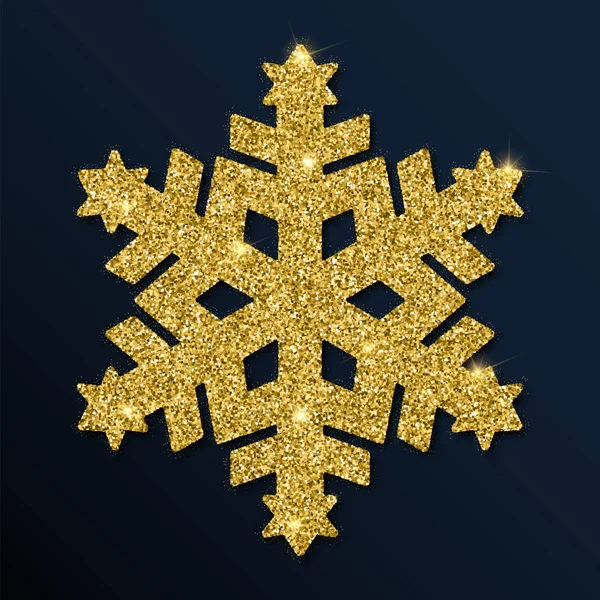 Χρυσά glitter εκπληκτική νιφάδα χιονιού. — Διανυσματικό Αρχείο