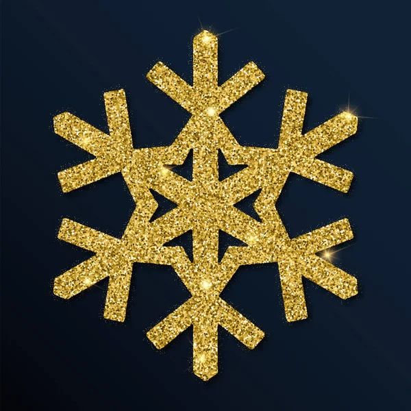 Splendore dorato delizioso fiocco di neve . — Vettoriale Stock