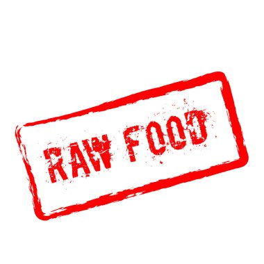 Çiğ gıda kırmızı damga beyaz arka plan üzerinde izole.