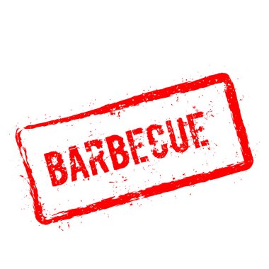 Barbekü kırmızı damga beyaz arka plan üzerinde izole.