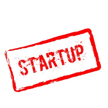 Başlangıç kırmızı damga beyaz arka plan üzerinde izole.