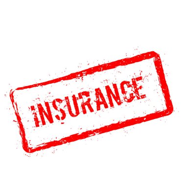 Beyaz arka plan üzerinde izole sigorta kırmızı lastik damgası.