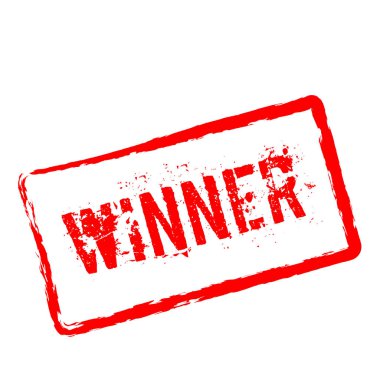 Kazanan kırmızı damga beyaz arka plan üzerinde izole.