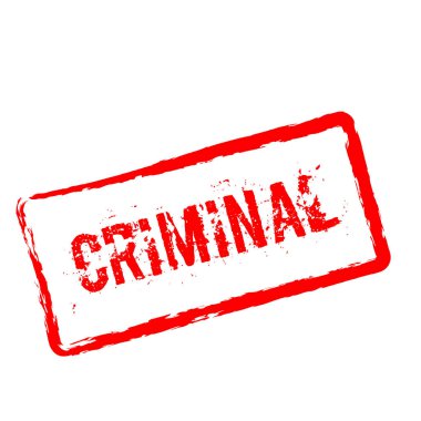 Beyaz arka plan üzerinde izole suç kırmızı lastik damgası.