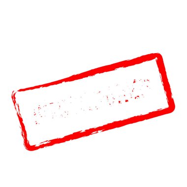 Beyaz arka plan üzerinde izole sansürsüz kırmızı lastik damgası.