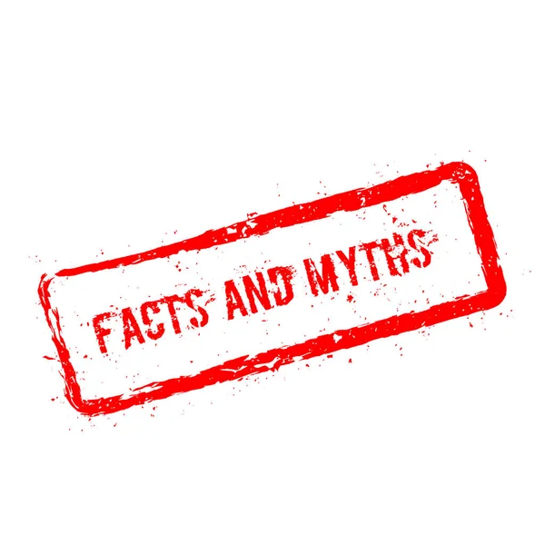 तथ्य और मिथक लाल रबड़ टिकट सफेद पृष्ठभूमि पर अलग . — स्टॉक वेक्टर