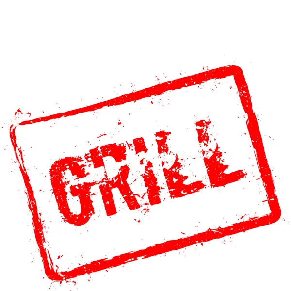 Grill sello de goma roja aislado sobre fondo blanco . — Vector de stock