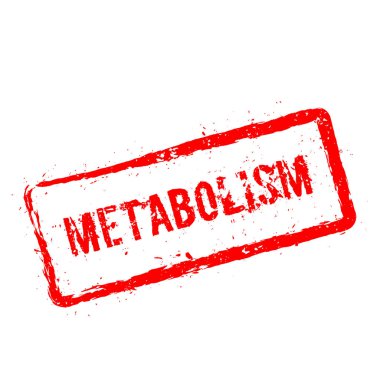 Metabolizma kırmızı damga beyaz arka plan üzerinde izole.