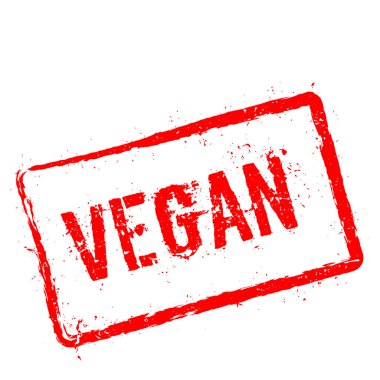 Vegan kırmızı damga beyaz arka plan üzerinde izole.