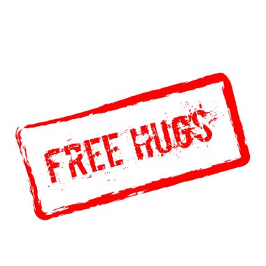 Ücretsiz hugs kırmızı damga beyaz arka plan üzerinde izole.