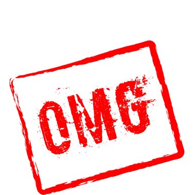 OMG kırmızı damga beyaz arka plan üzerinde izole.