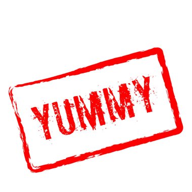 Beyaz arka plan üzerinde izole lezzetli kırmızı lastik damgası