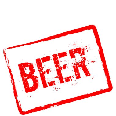Bira kırmızı damga beyaz arka plan üzerinde izole