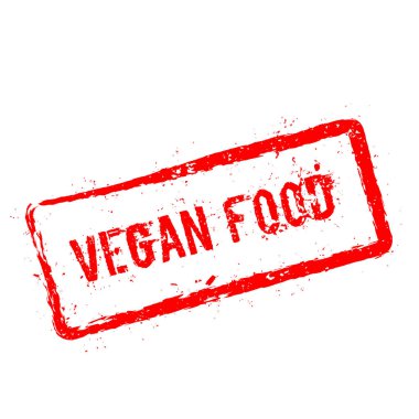 Vegan gıda kırmızı damga beyaz arka plan üzerinde izole