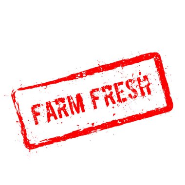 Çiftlik taze kırmızı beyaz arka plan üzerinde izole damgası