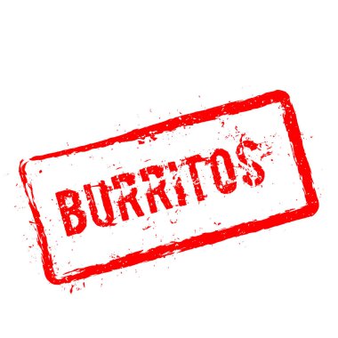 Burrito kırmızı damga beyaz arka plan üzerinde izole