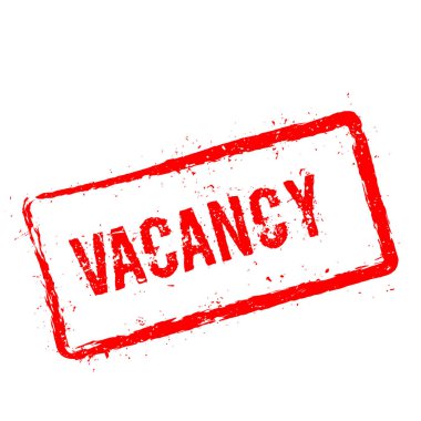 Vacancy kırmızı damga beyaz arka plan üzerinde izole