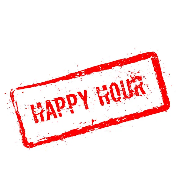 Happy hour red rubber stamp isolated on white background — Stock Vector