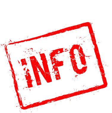 Bilgi kırmızı damga beyaz arka plan üzerinde izole