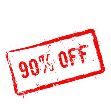 Beyaz arka plan üzerinde izole kırmızı lastik damgası 90