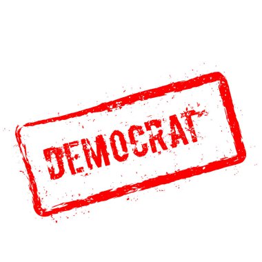 Demokrat kırmızı damga beyaz arka plan üzerinde izole