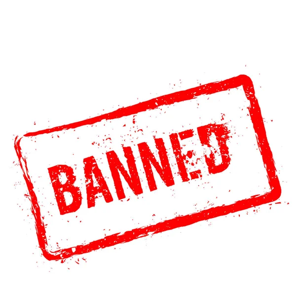 Beyaz arka plan üzerinde izole kırmızı lastik damgası yasaklandı