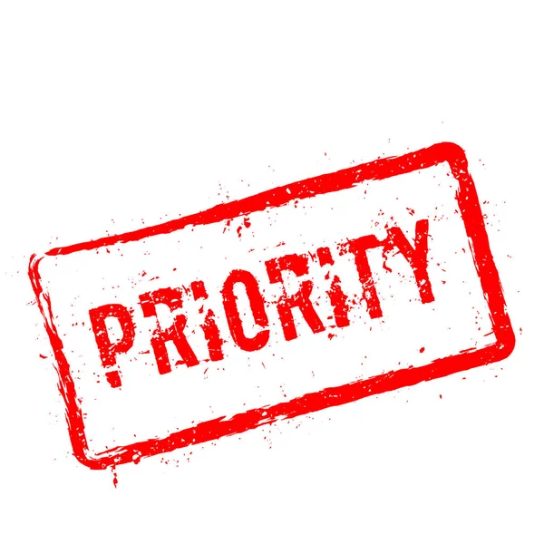 Öncelik kırmızı damga beyaz arka plan üzerinde izole